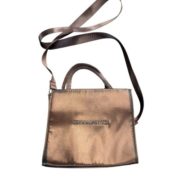 Brandon Blackwood ESR “End Systemic Racism” Satin Mini Tote Brown OS - Picture 10 of 10